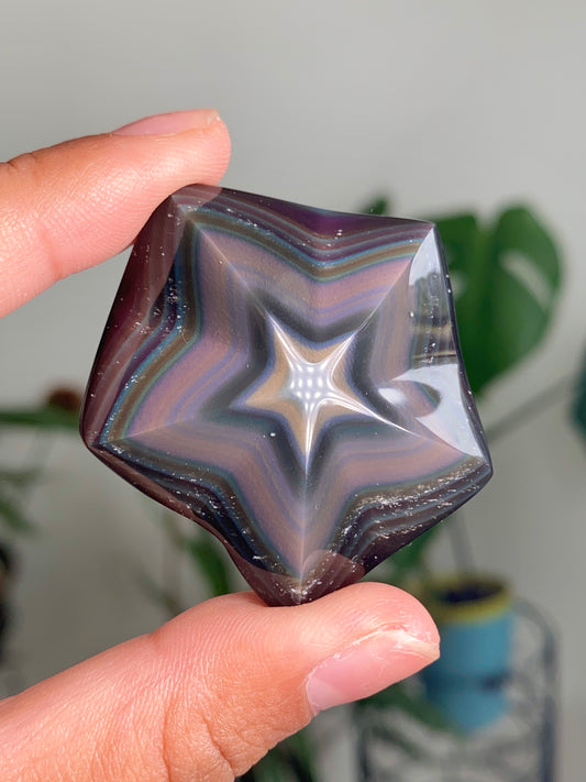 Rainbow Obsidian Star Carving