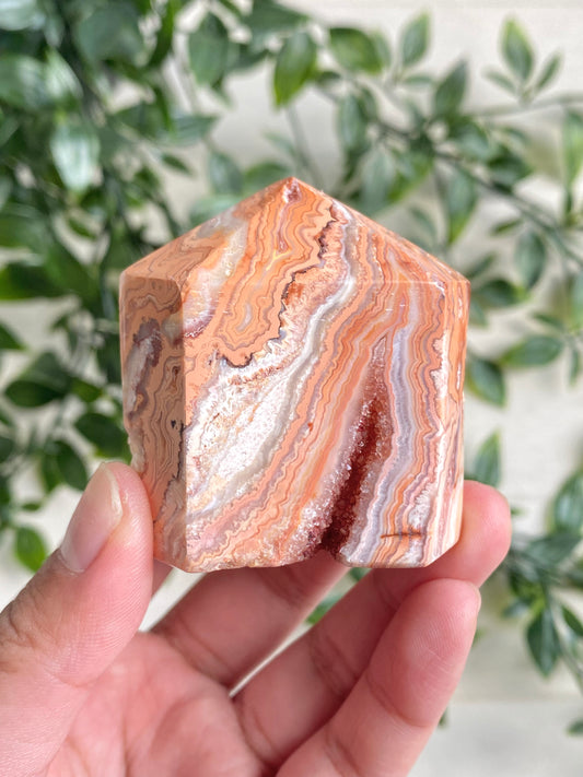 Pink Crazy Lace Agate Domino Towers
