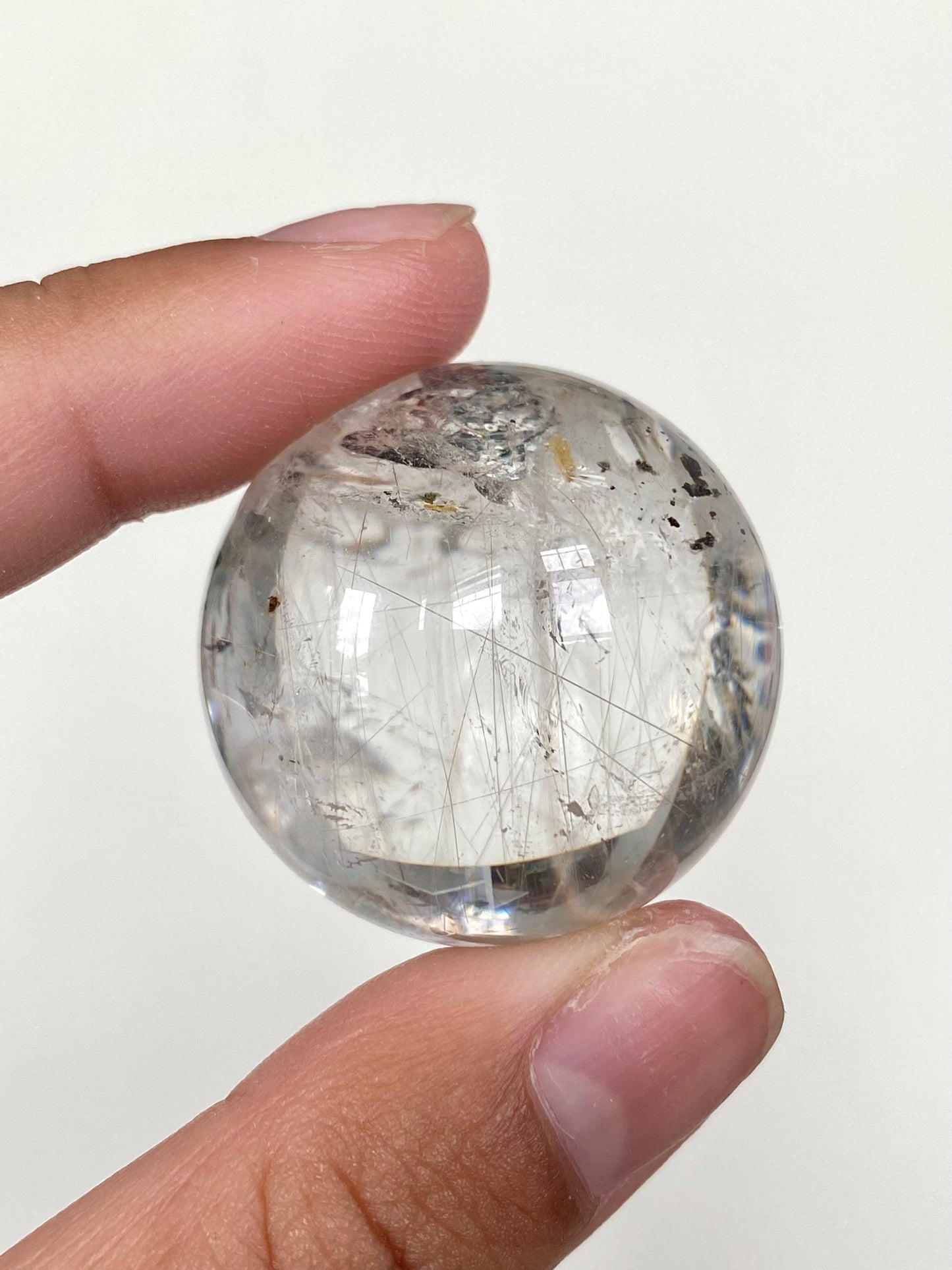 High Quality Rutilated Quartz Sphere with Mica and Iron Inclusions