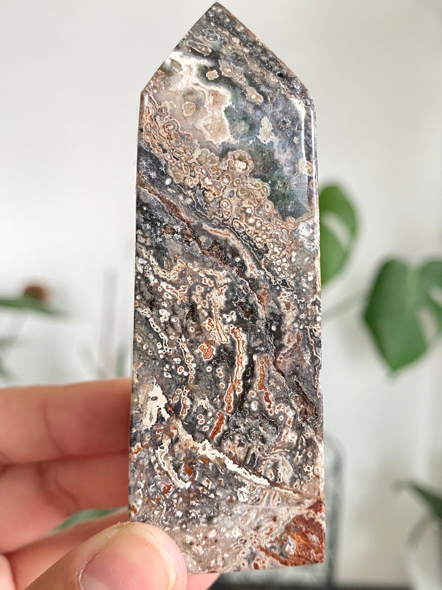 Indonesian Orbicular Sea Jasper Obelisk C