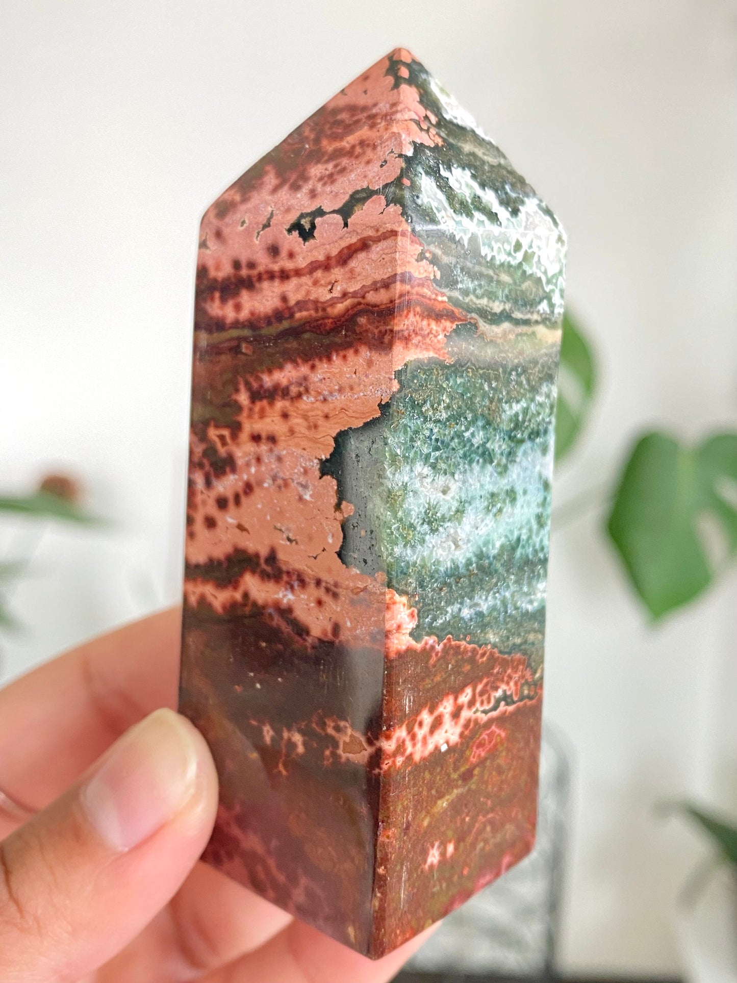 Indonesian Orbicular Sea Jasper Obelisk B