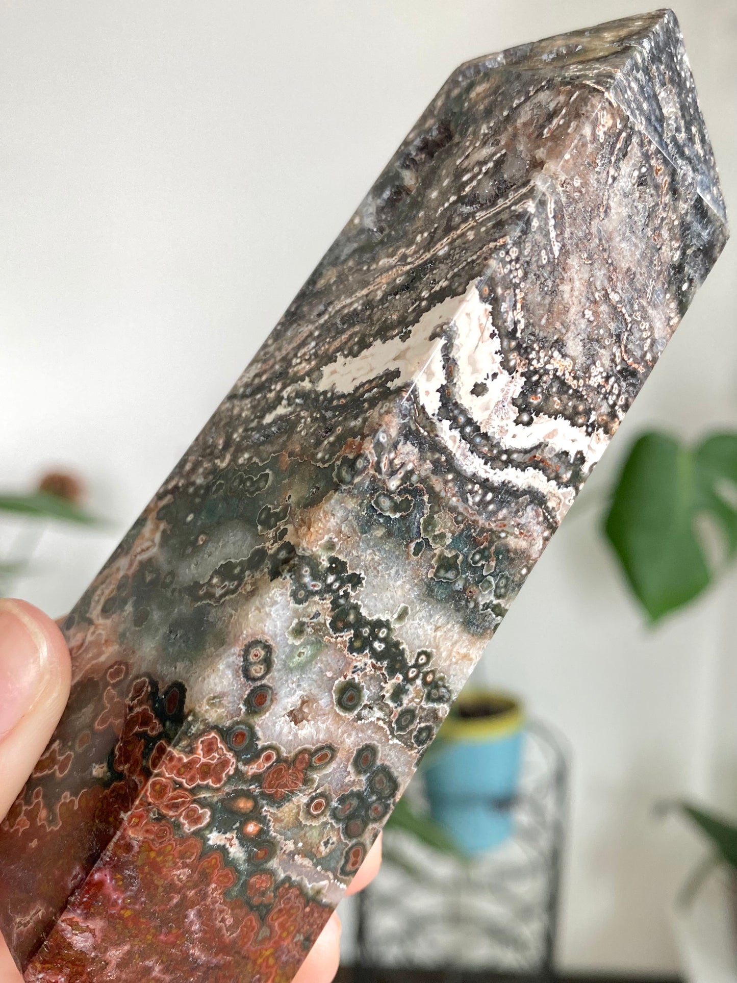 Indonesian Orbicular Sea Jasper Obelisk A