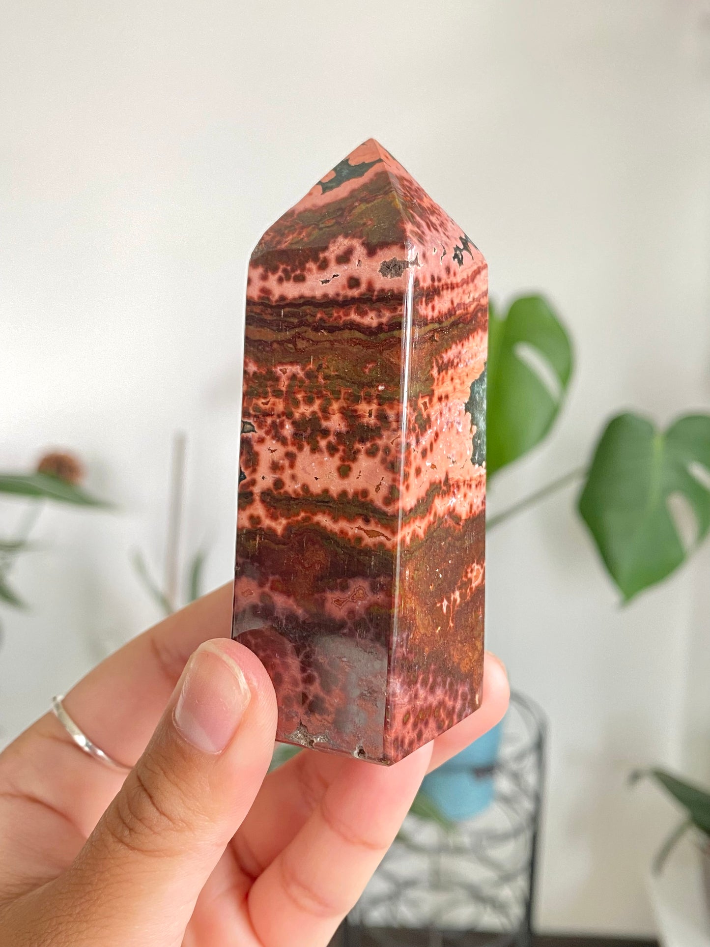 Indonesian Orbicular Sea Jasper Obelisk B