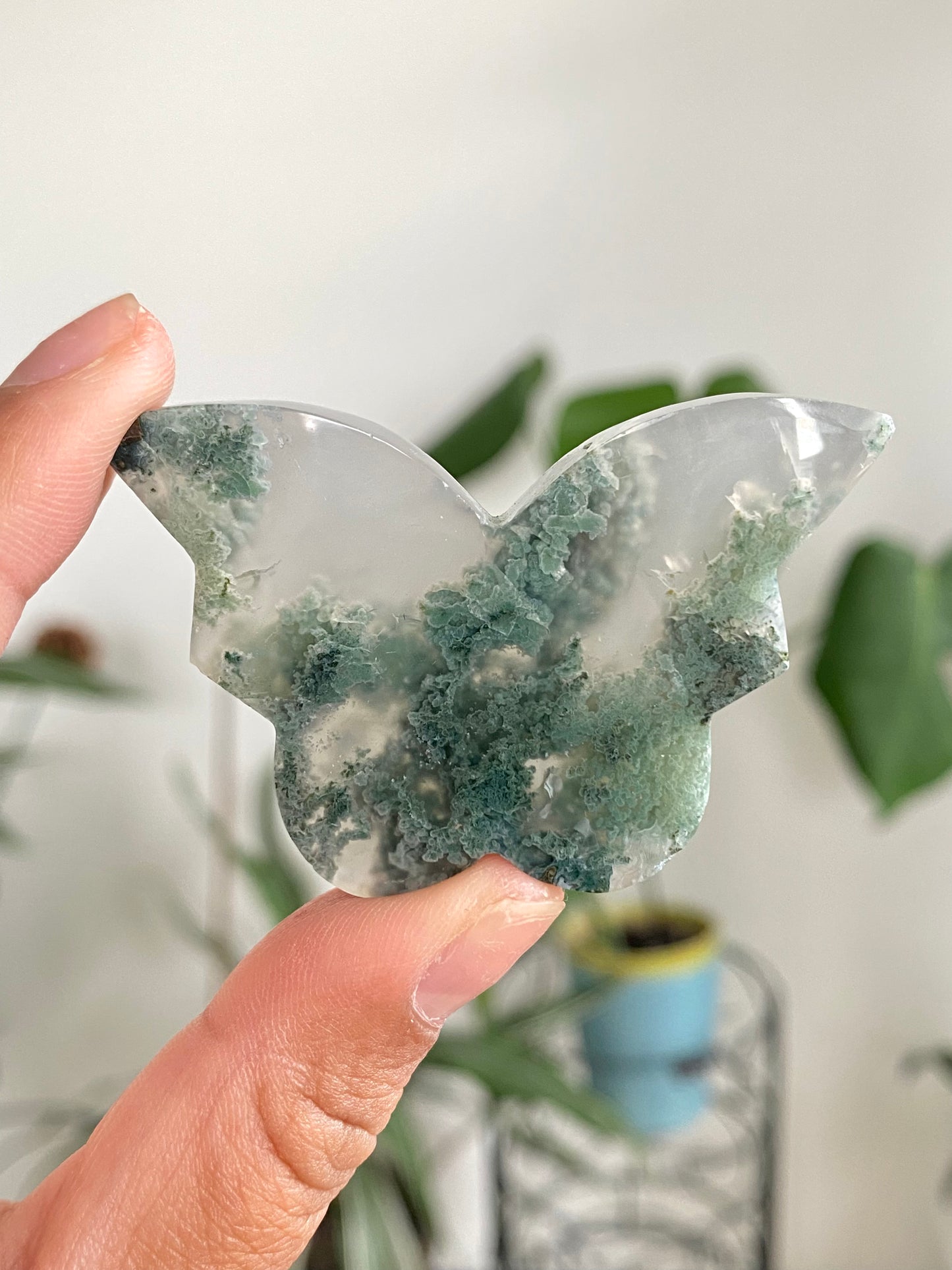 Moss Agate Butterfly Carvings