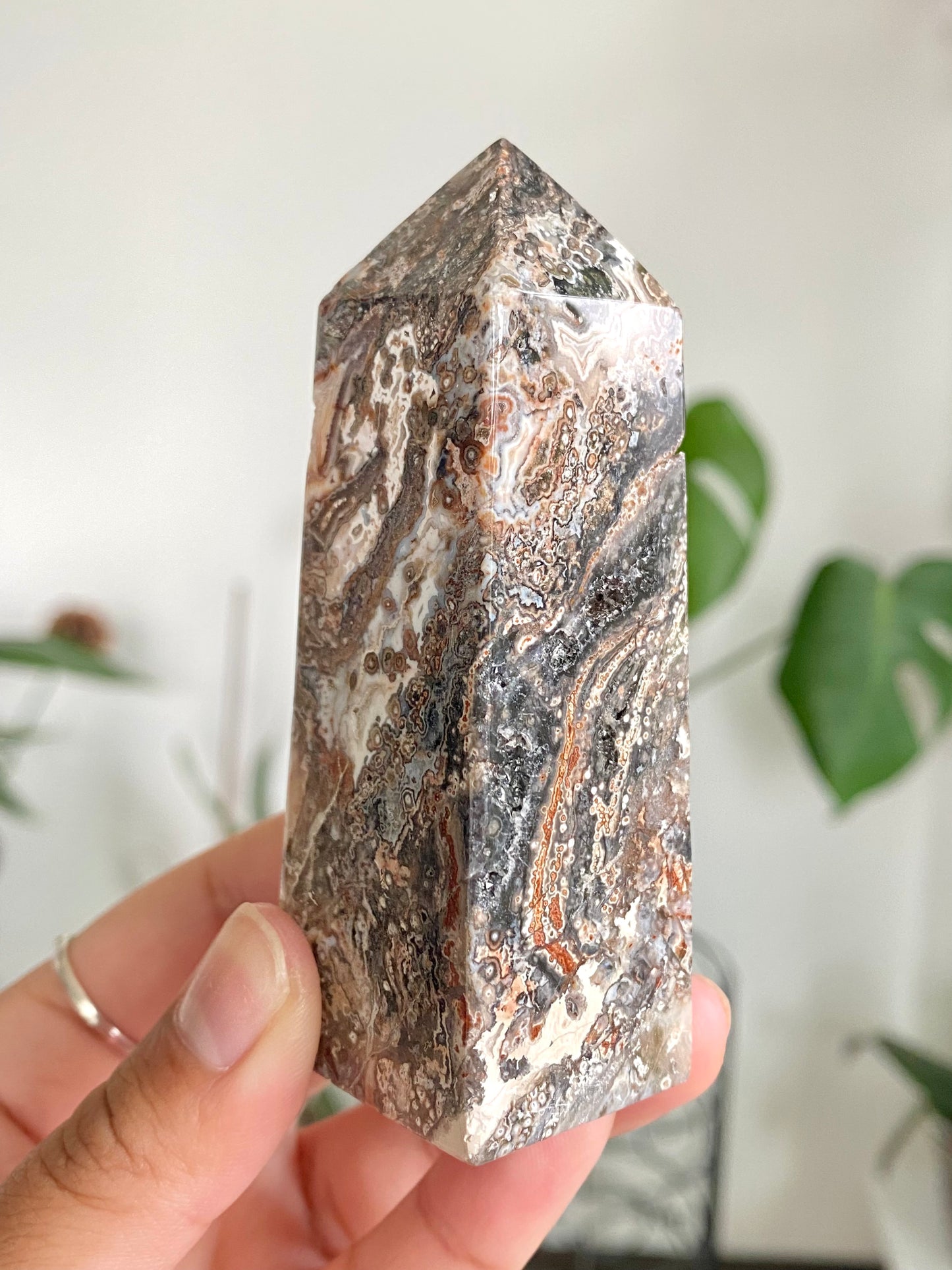 Indonesian Orbicular Sea Jasper Obelisk C