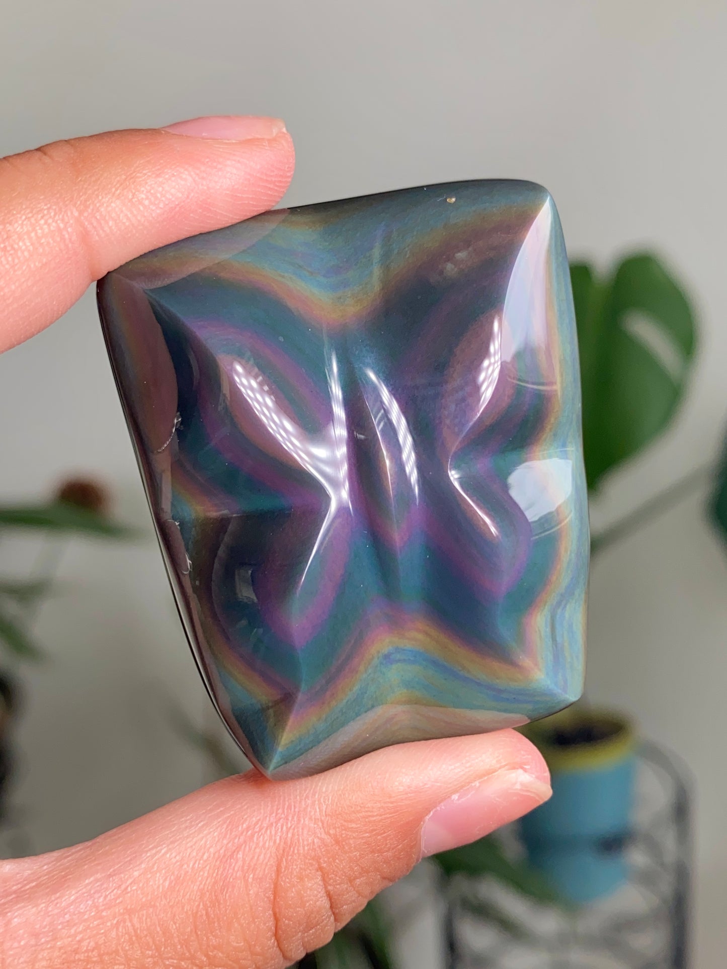 Rainbow Obsidian Butterfly Carving B