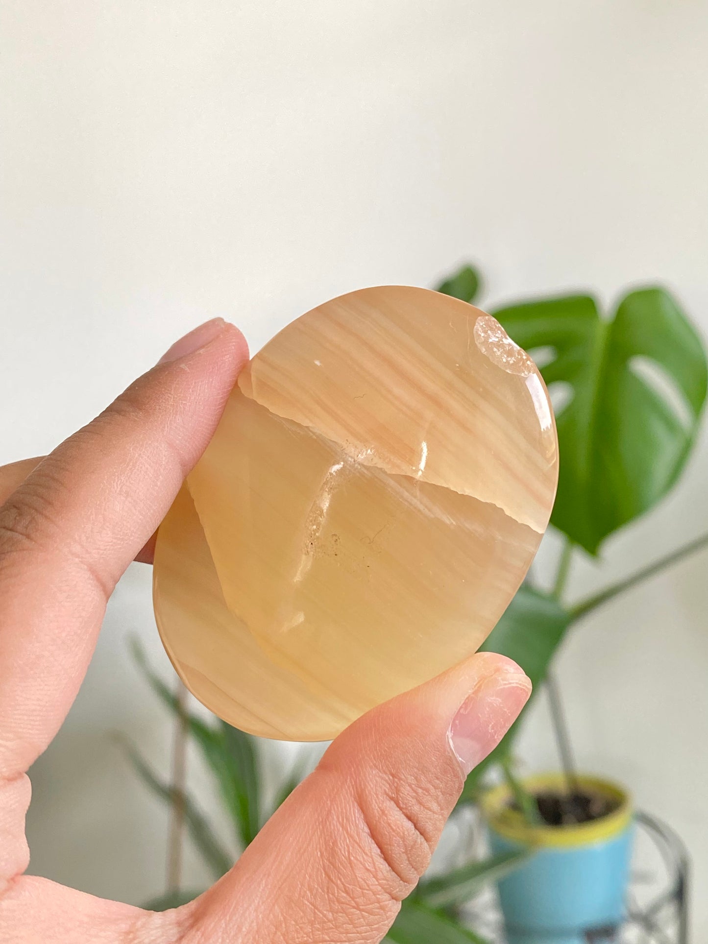 Imperfect Honey Calcite Palm Stone