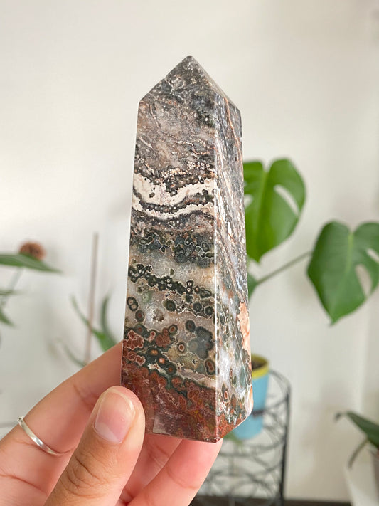 Indonesian Orbicular Sea Jasper Obelisk A