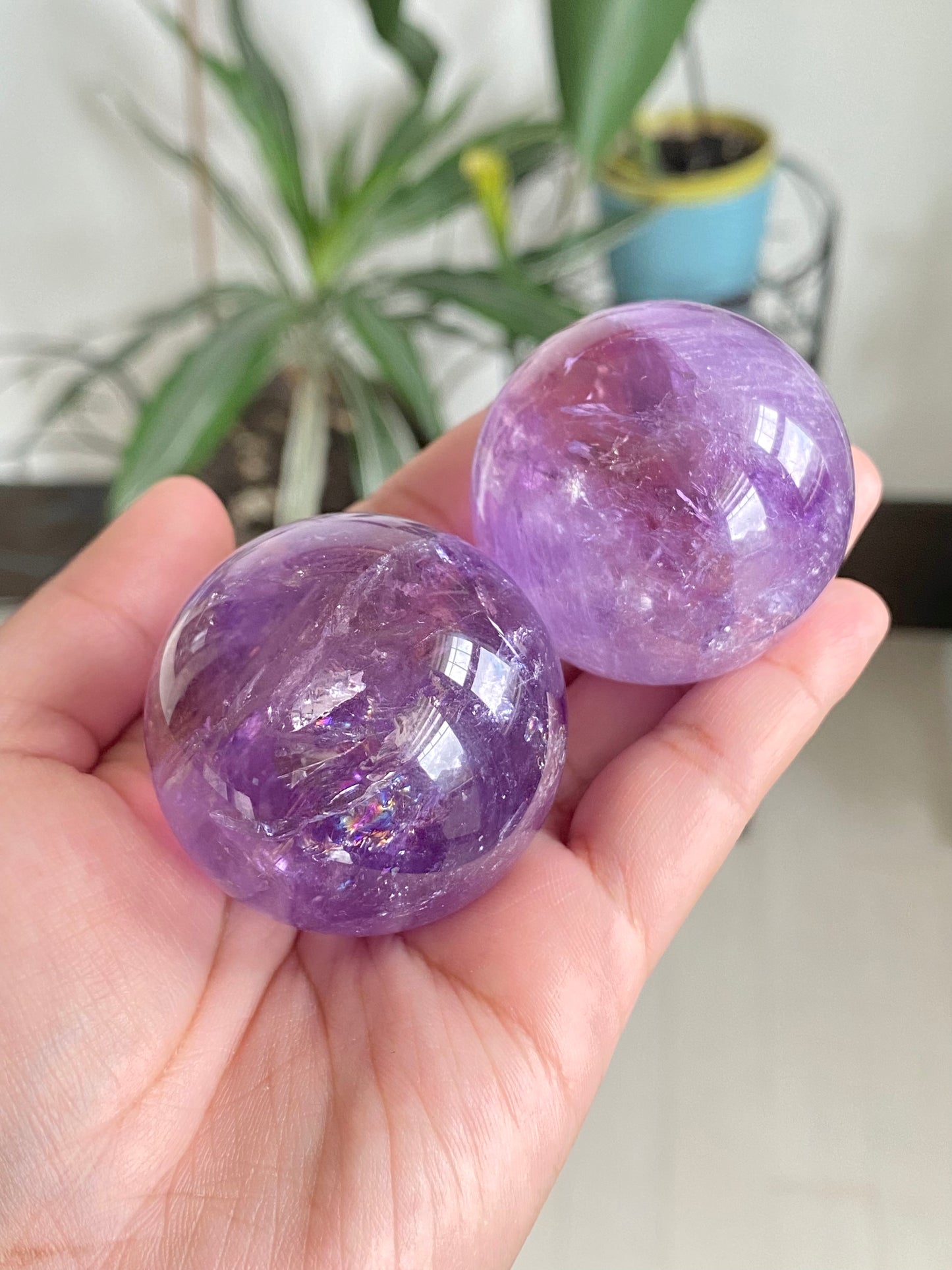 Rainbow-Filled Ametrine Spheres