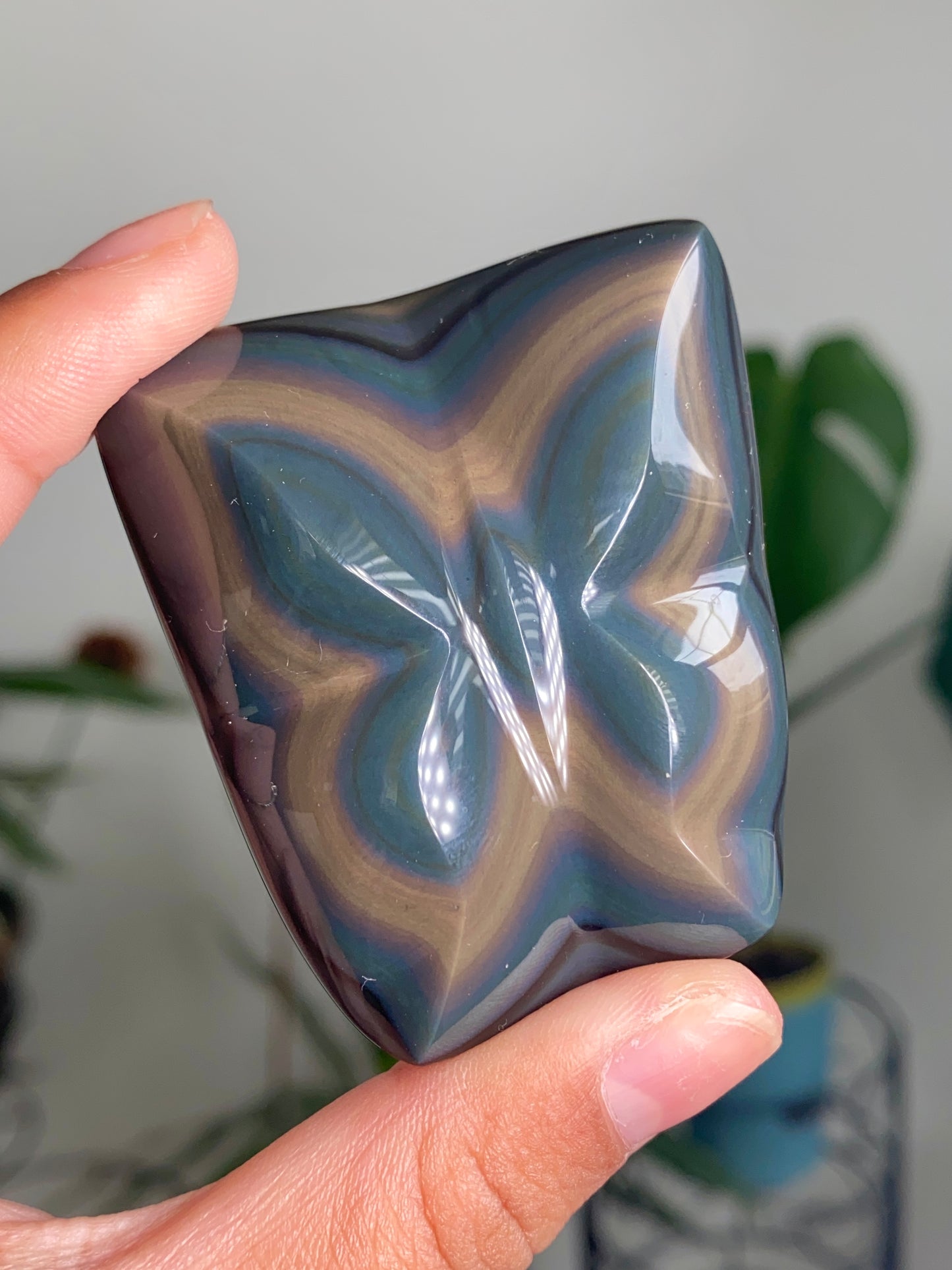 Rainbow Obsidian Butterfly Carving A