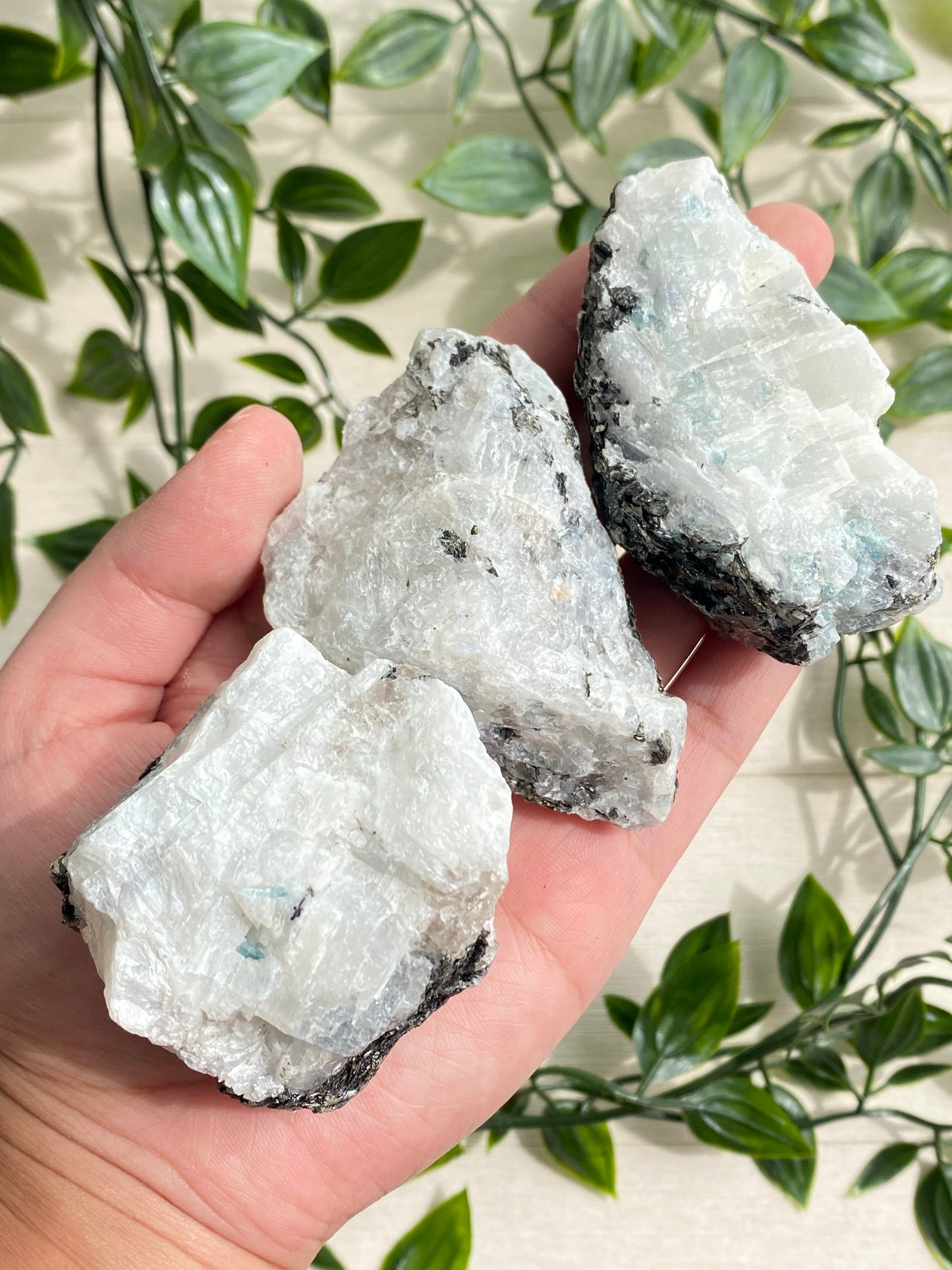 Large Raw Rainbow Moonstone Chunks (White Labradorite)