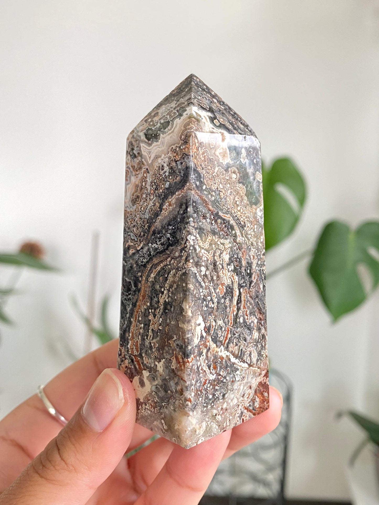 Indonesian Orbicular Sea Jasper Obelisk C