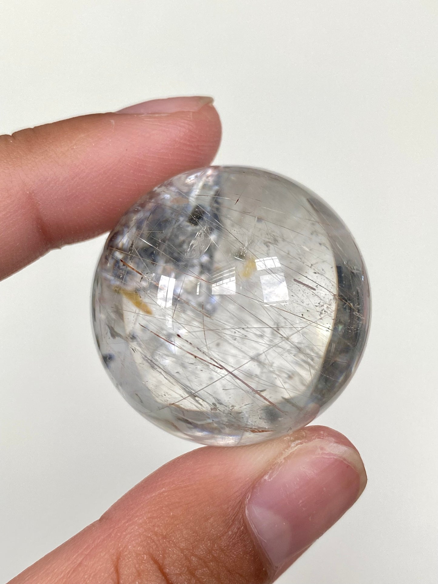 High Quality Rutilated Quartz Sphere with Mica and Iron Inclusions