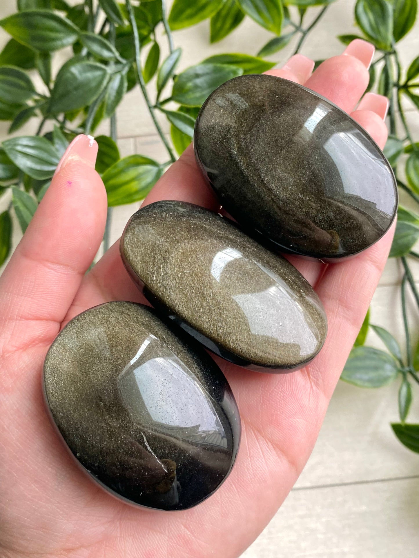 Gold Sheen Obsidian Palm Stones