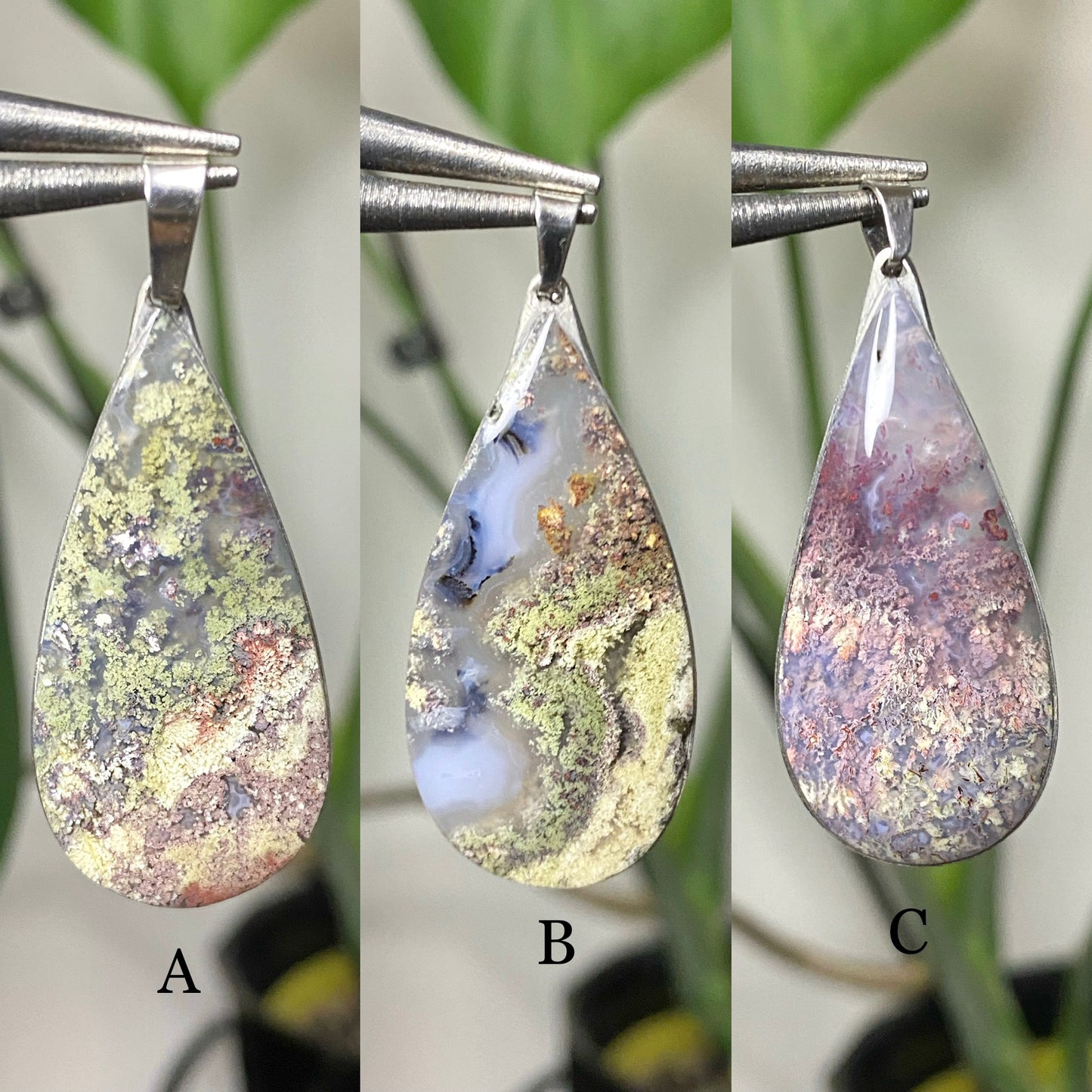 DREAMY Moss Agate Teardrop Pendants (Pick Your Own)