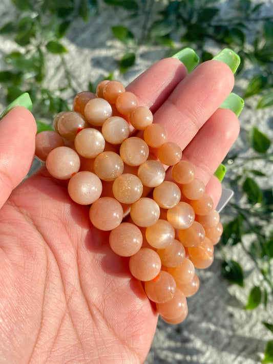 Peach Moonstone Beaded Bracelets