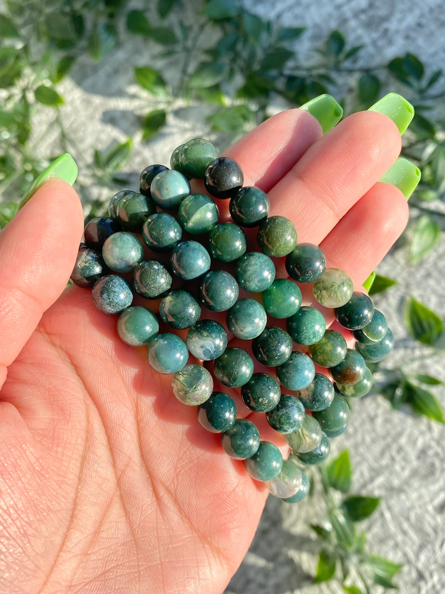 Moss Agate Beaded Bracelet