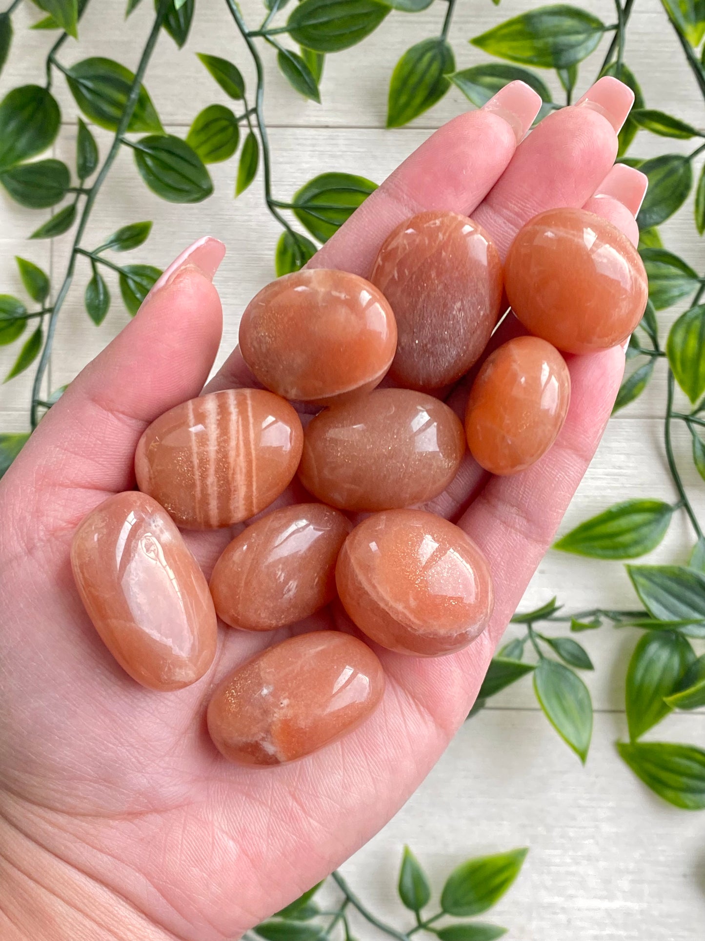 Peach Moonstone with Sunstone Tumbles