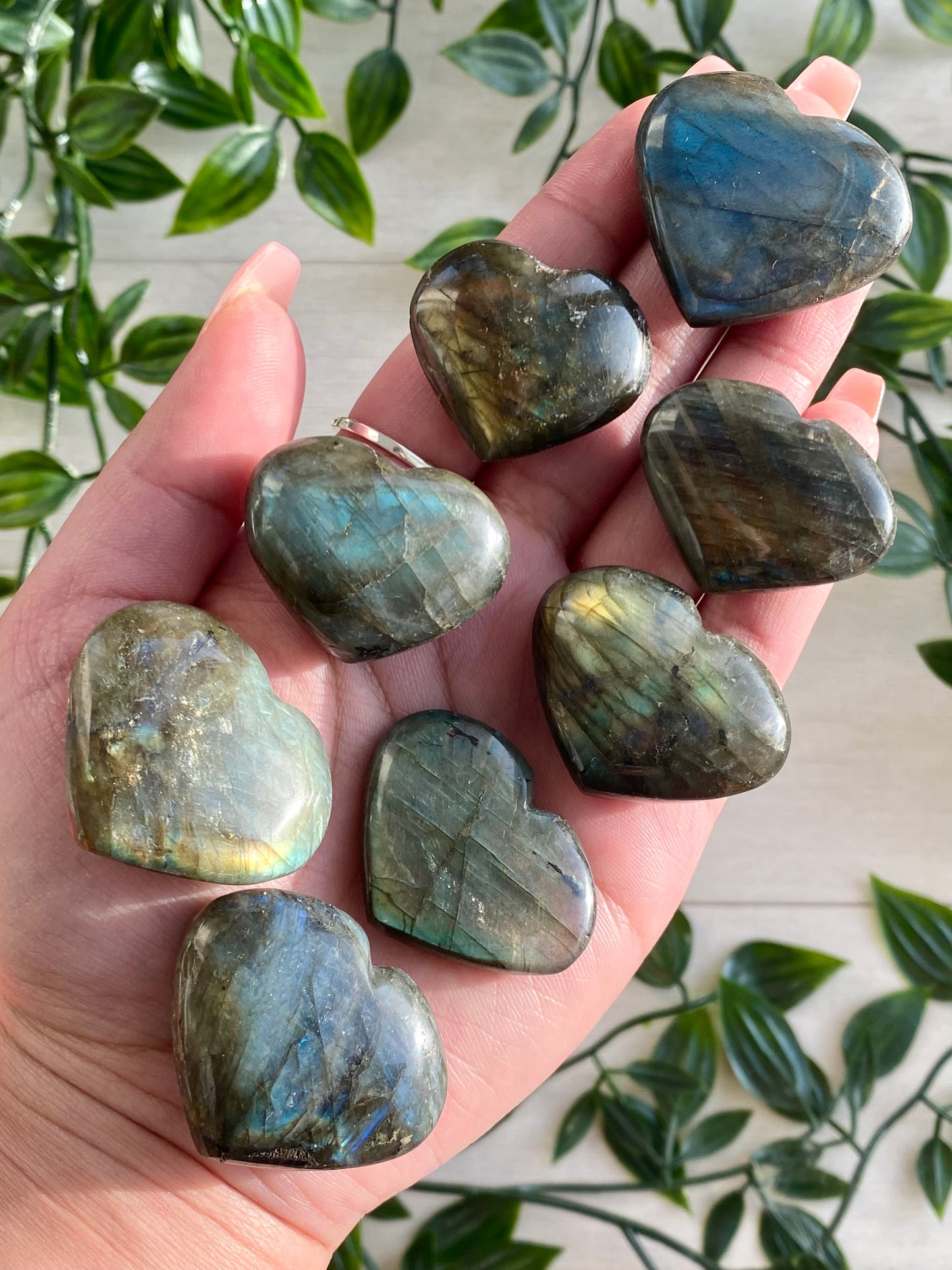 Flashy Labradorite Hearts