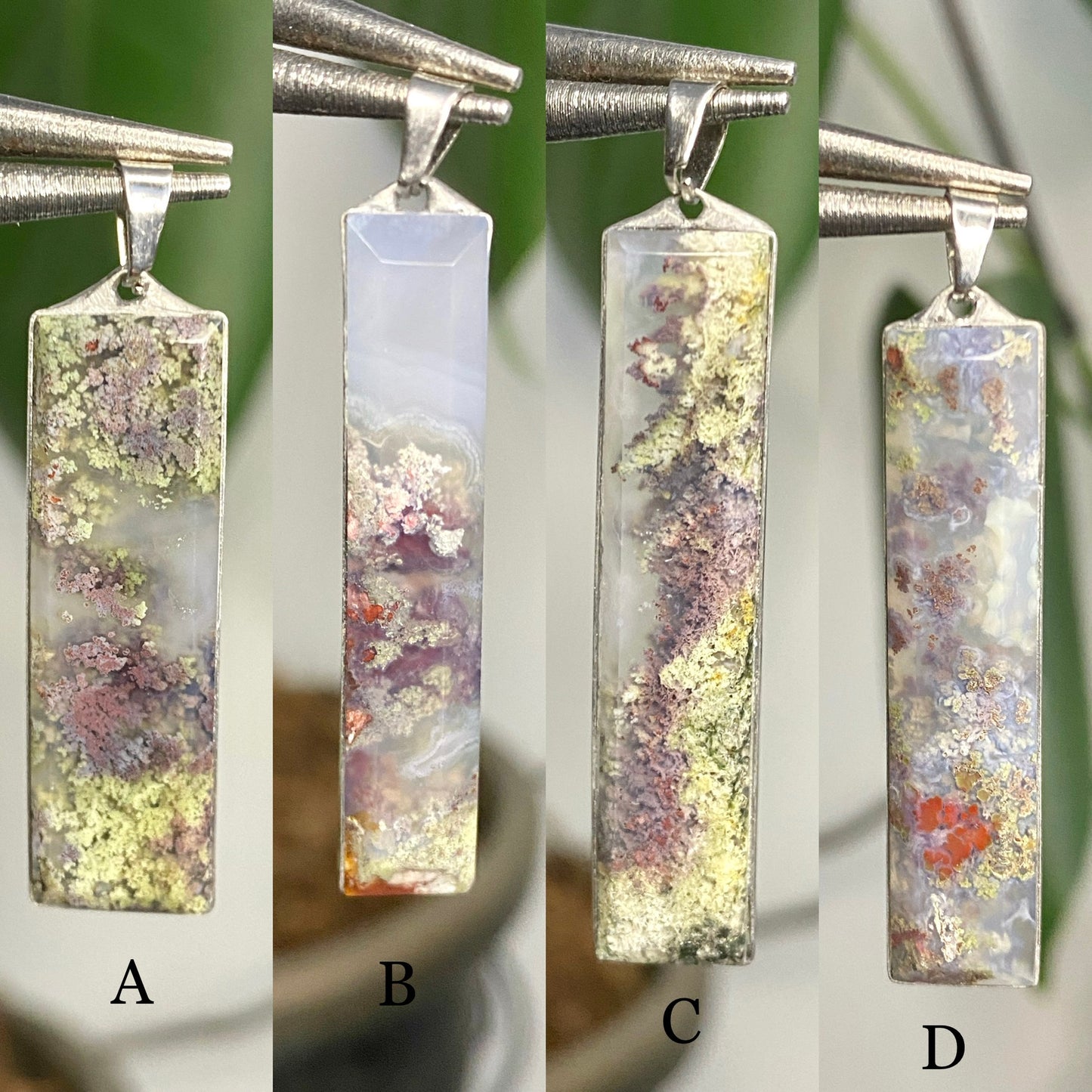 DREAMY Moss Agate Rectangular Pendants (Pick Your Own)