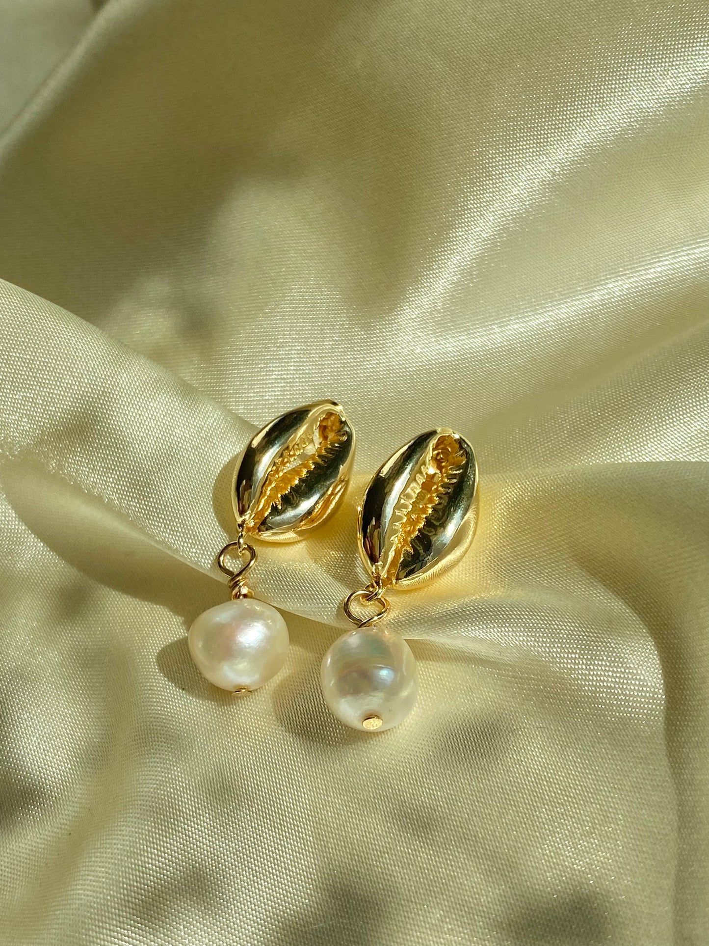 SIREN - 14K Gold Plated Pearl Dangle Earrings