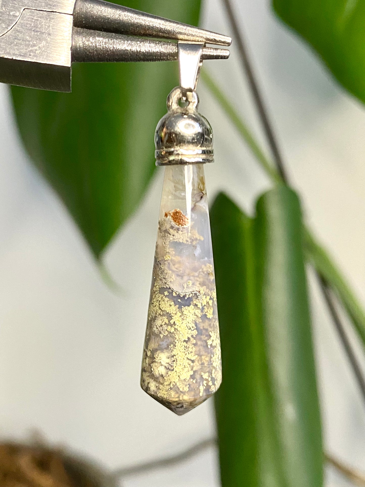 DREAMY Moss Agate Pendulum Pendant