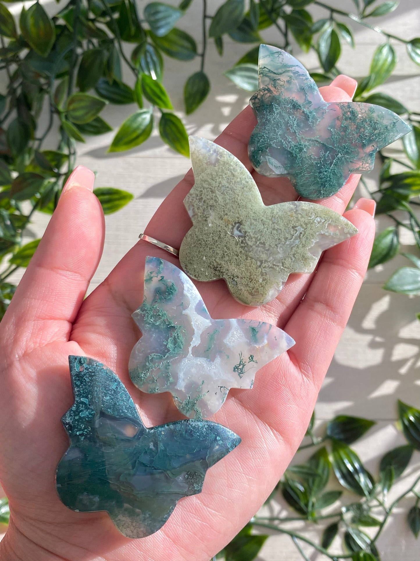 Dreamy Moss Agate Butterflies