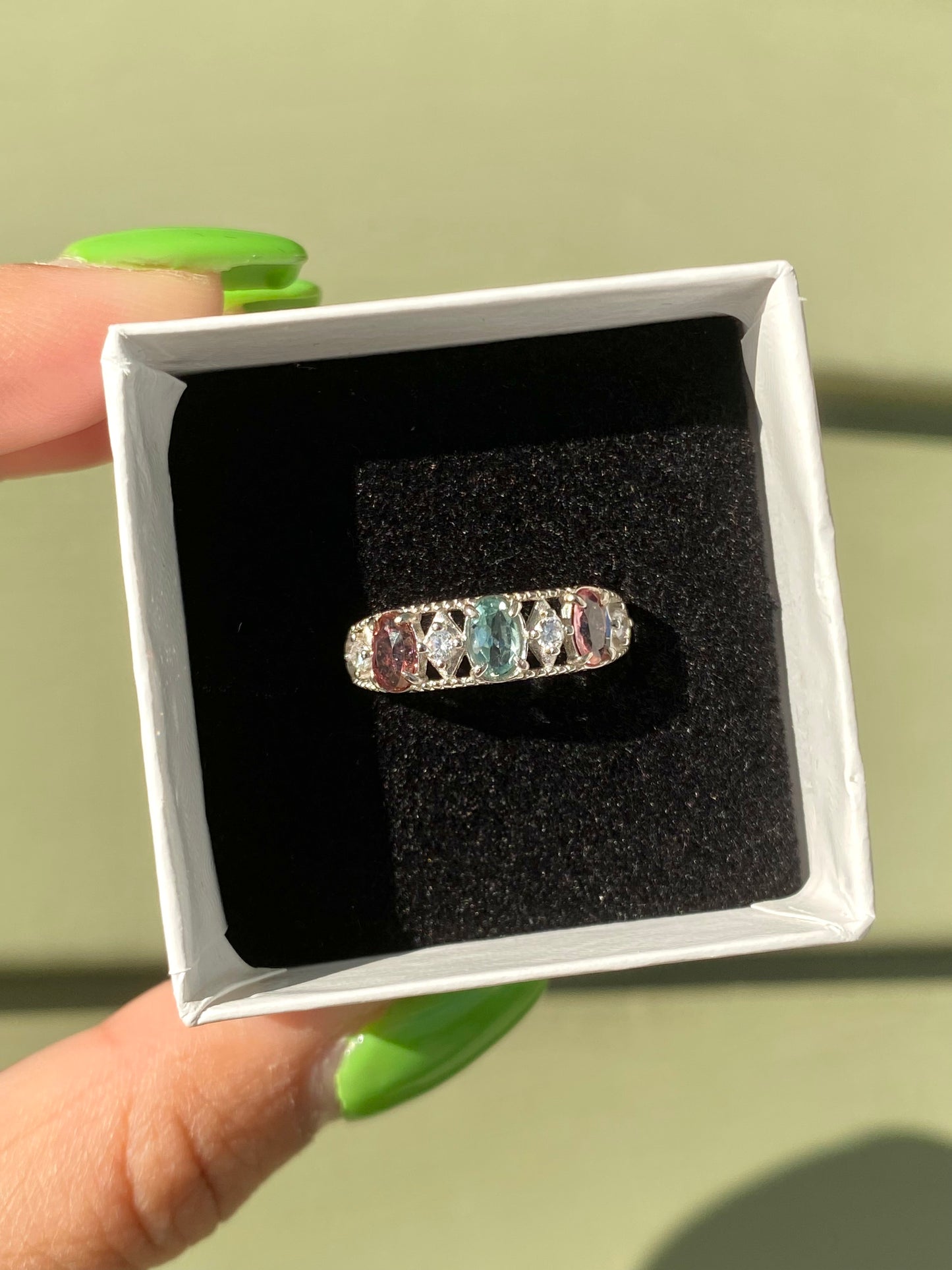 Rainbow Tourmaline Ring Style 2 (S925)