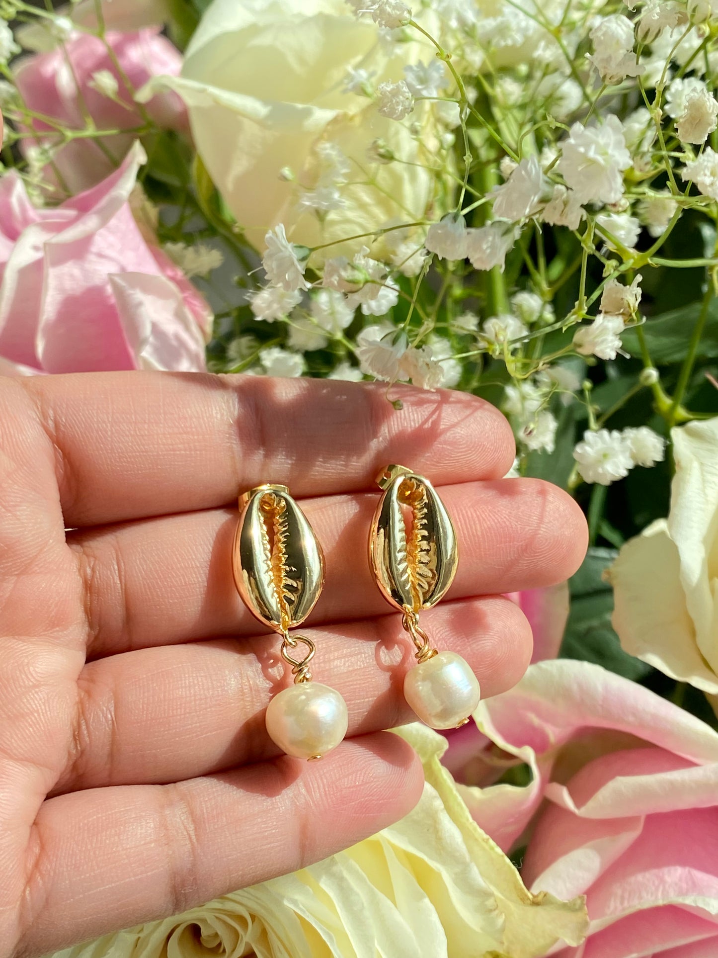 SIREN - 14K Gold Plated Pearl Dangle Earrings